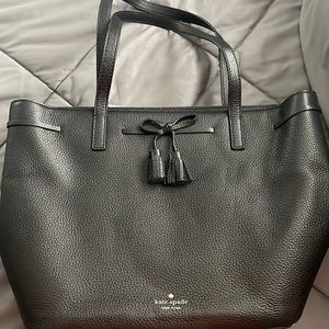 Black leather Kate Spade tote bag.